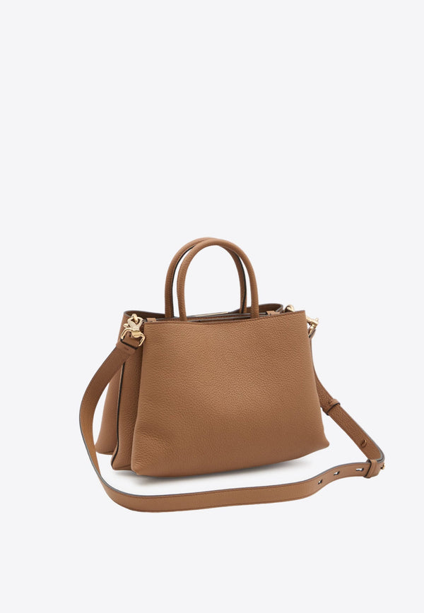 Small T Timeless Top Handle Bag in Grained Leather