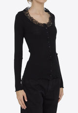 Lace- Trimmed Wool-Blend Cardigan