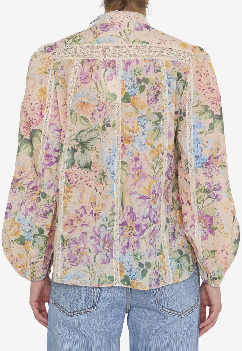 Halliday Lace-Trimmed Floral Shirt