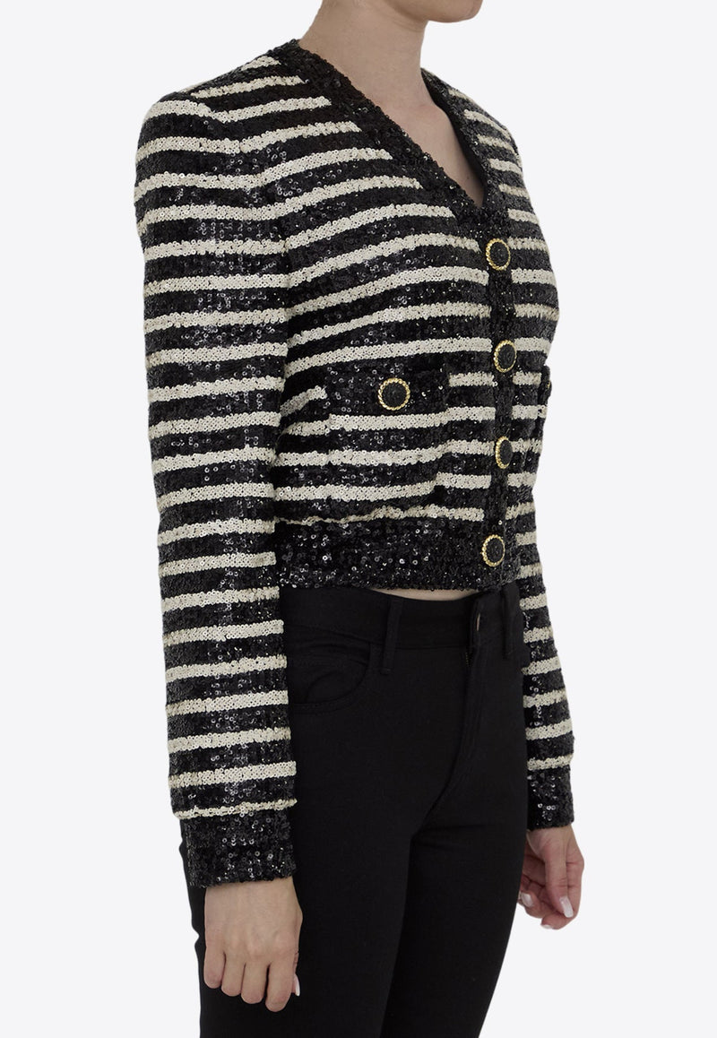 Sequin-Embellished Striped Jacket