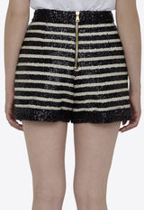 Sequin-Embellished Striped Shorts