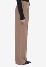 Straight-Leg Pleated Silk Pants