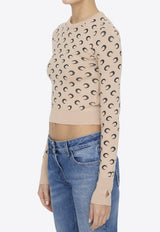 Moon Jacquard Knit Cropped Sweater