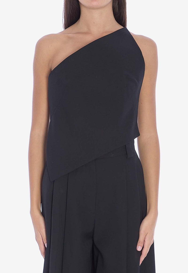 Asymmetric Strapless Wool Top