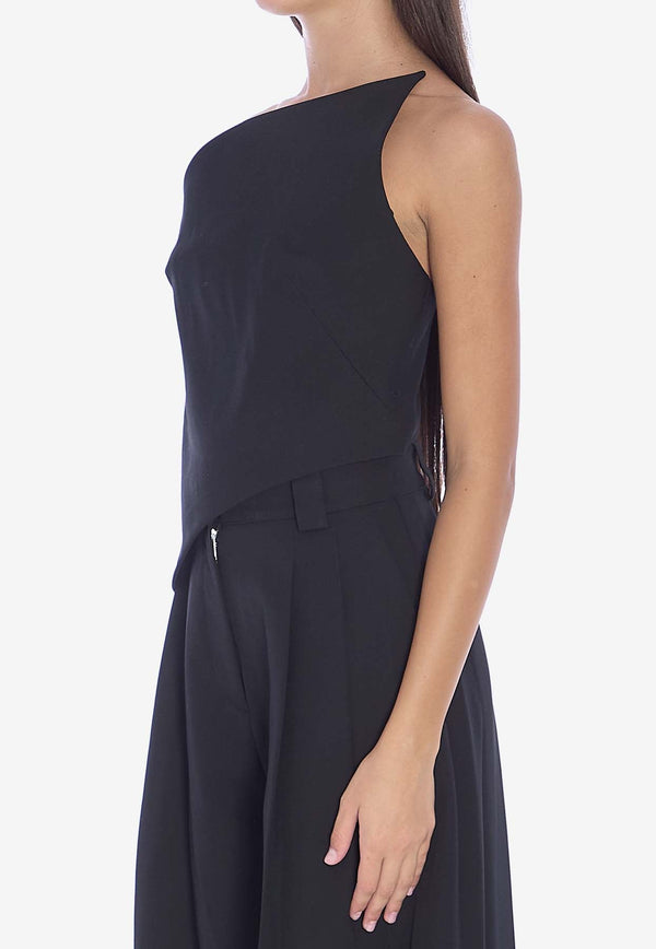 Asymmetric Strapless Wool Top