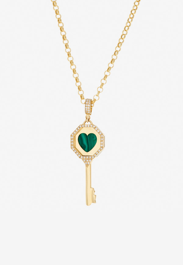Written In The Stars Collection Key To Your Heart Pendant Necklace in 18-karat Yellow Gold with White Diamonds