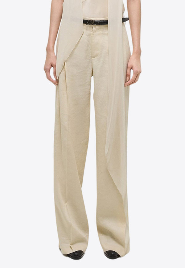 Double-Pleated Straight-Leg Pants