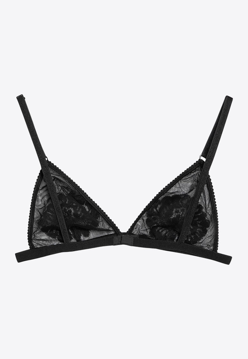 Tulle Triangle Floral-Lace Bra