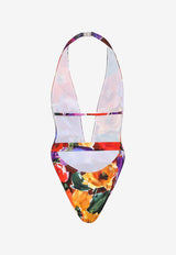 Belted Floral One-Piece Swimsuit
