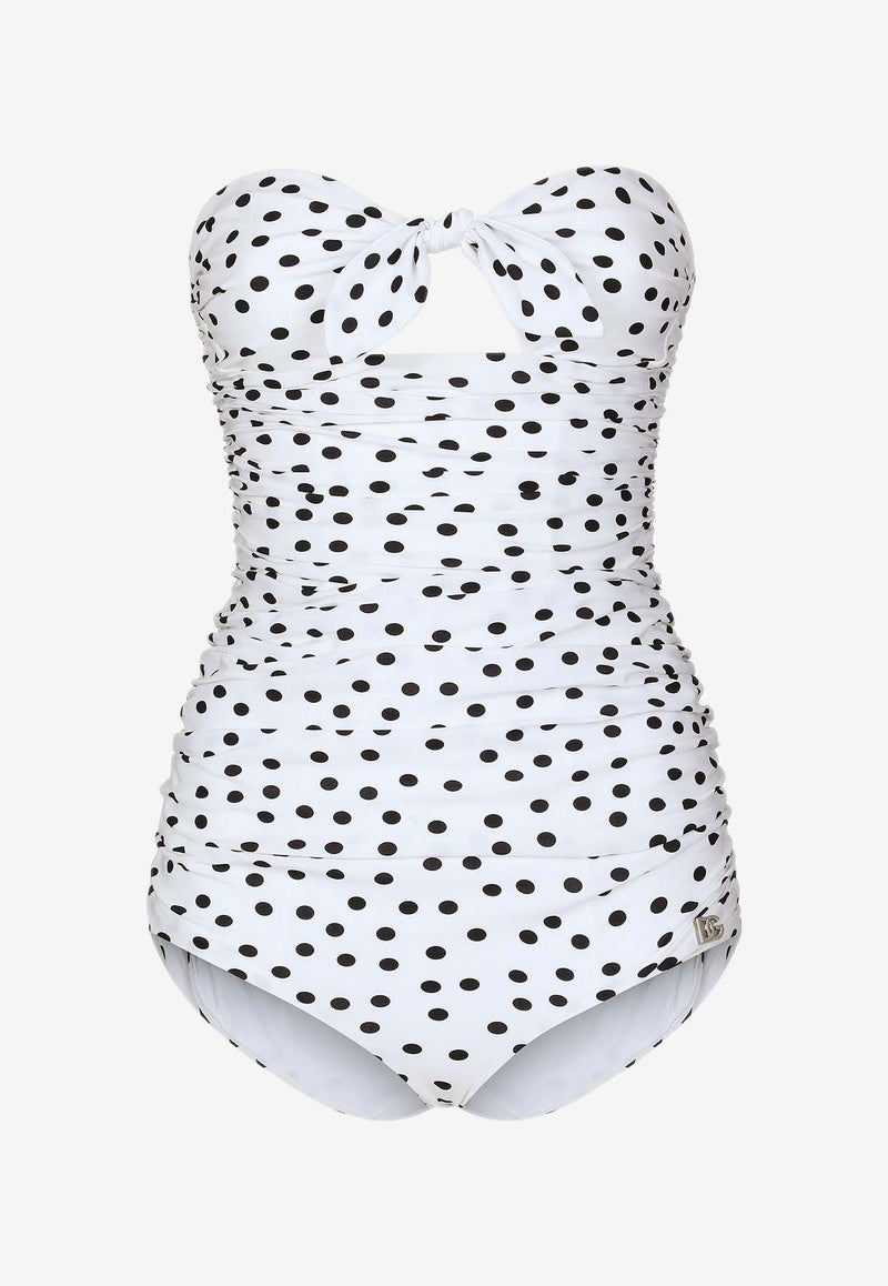 Polka Dot Strapless One-Piece Swimsuit