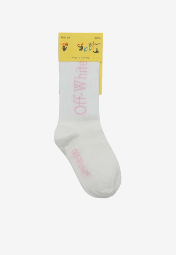 Girls Ribbed Logo Socks