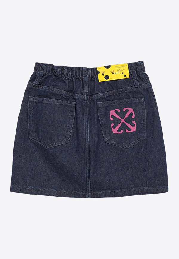 Girls Logo Embroidered Mini Denim Skirt