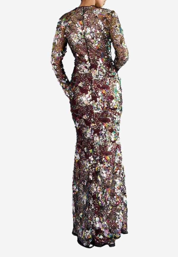 Sequin-Embellished Maxi Dress