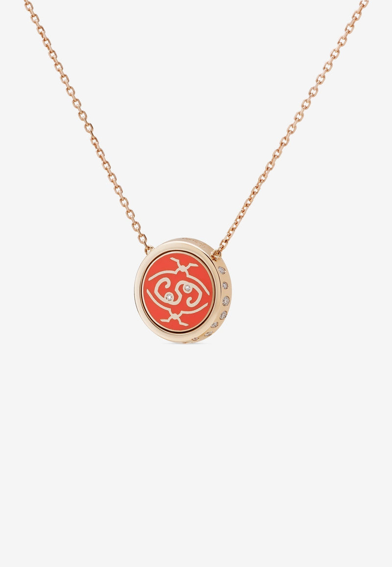 Me Oh Me Sparkly Orange 18K Rose Gold Diamond Necklace