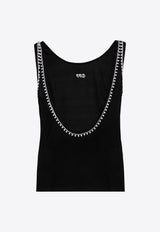 Pearl-Embellished Ribbed Tank Top