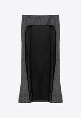 Mouliné Wool Midi Skirt