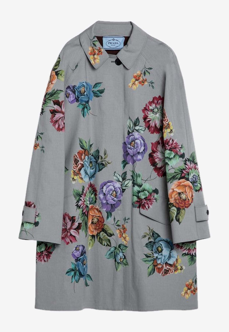 Single-Breasted Floral Coat