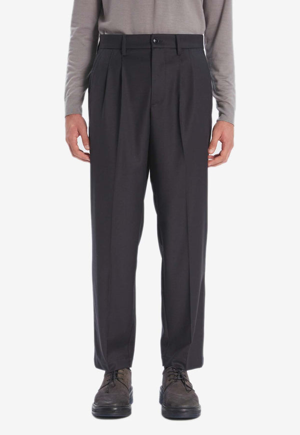 Straight-Leg Wool Pants