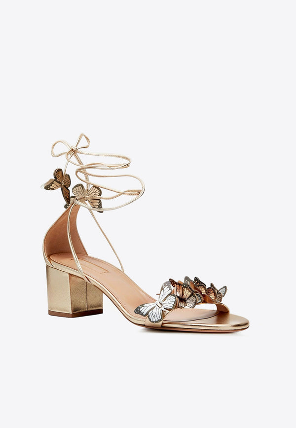 Papillon 50 Butterfly Applique Sandals in Metallic Leather