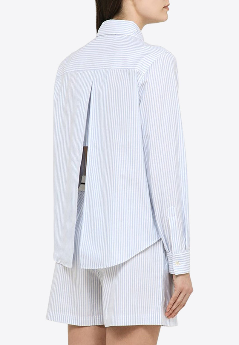 Logo Embroidered Long-Sleeved Stripe Shirt