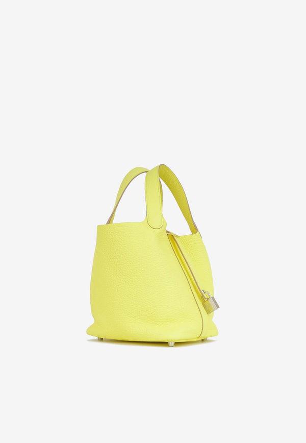 Picotin 18 in Limoncello Clemence Leather with Palladium Hardware