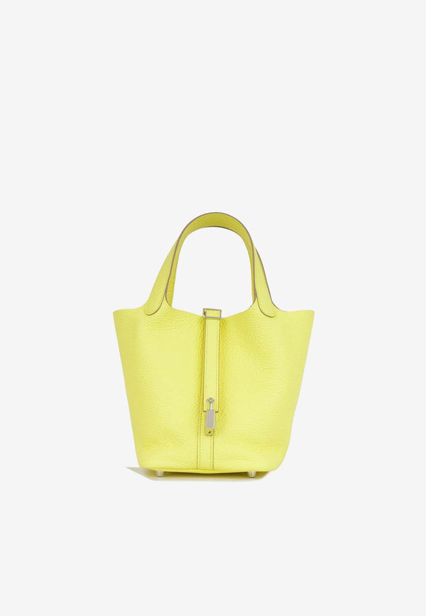 Picotin 18 in Limoncello Clemence Leather with Palladium Hardware