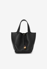 Picotin 22 in Black Clemence Leather with Gold Hardware