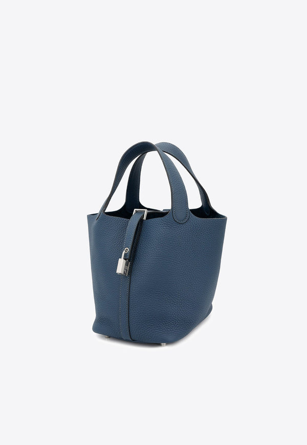 Picotin 18 in Bleu de Prusse Clemence Leather with Palladium Hardware