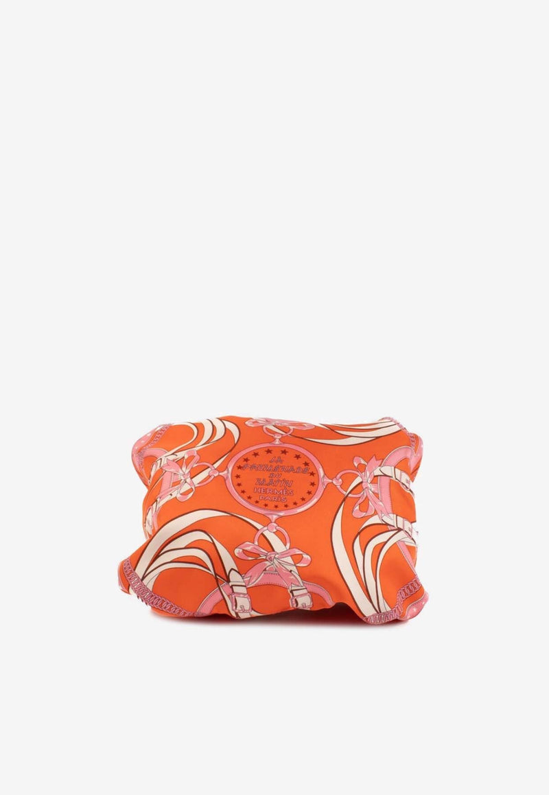 Balusoie Bag in Orange Poppy La Promenade du Matin Bandana Silk Print and Fauve Hunter