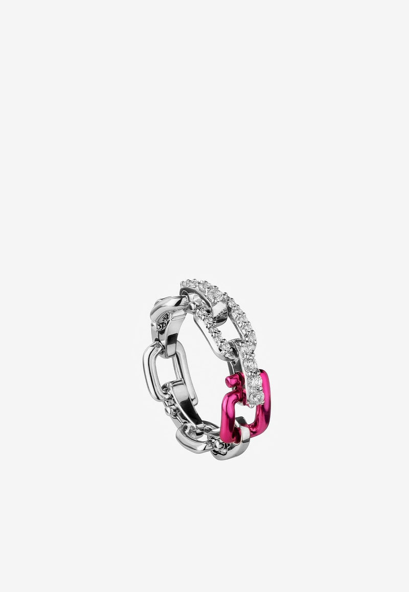 Reine Chain Ring in 18-karat White Gold with Diamonds