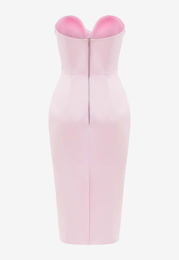 Strapless Satin Corset Midi Dress