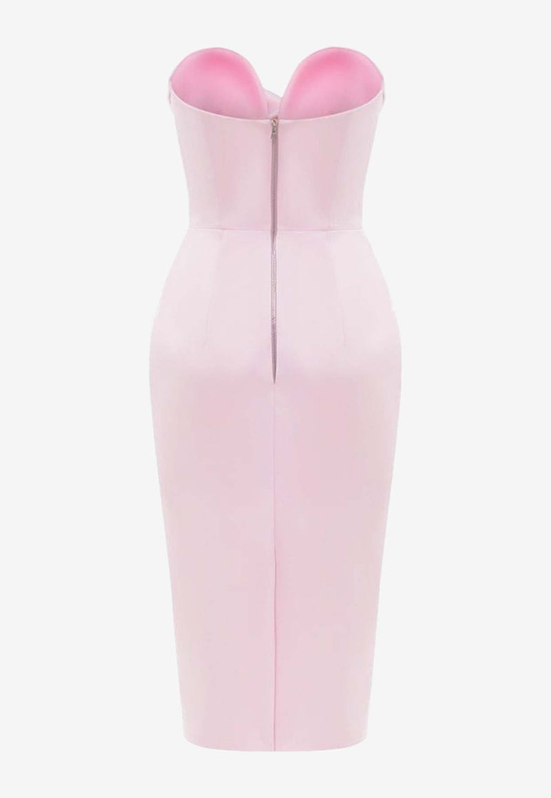 Strapless Satin Corset Midi Dress