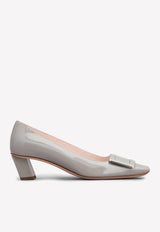 Belle Vivier 45 Metal Buckle Pumps in Patent Leather