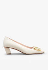 Belle Vivier 45 Mother-of-Pearl Buckle Pumps in Leather