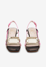 Belle Vivier 45 Metal Buckle Sandals in Patent Leather
