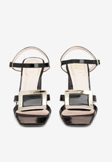 Belle Vivier 75 Metal Buckle Sandals in Patent Leather