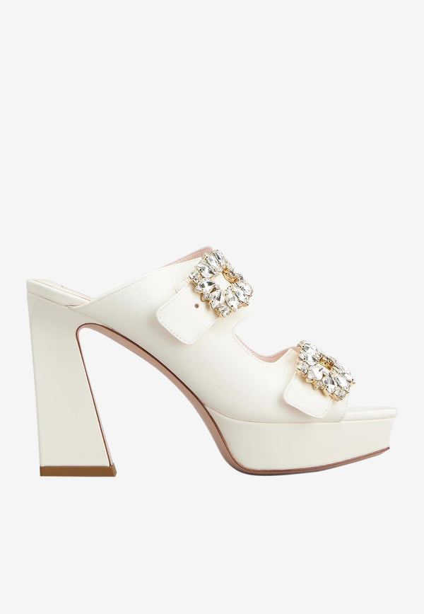 Slidy Viv' 100 Crystal Buckle Platform Mules in Nappa Leather