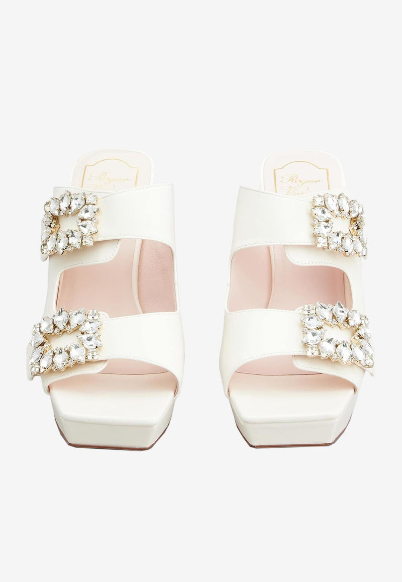 Slidy Viv' 100 Crystal Buckle Platform Mules in Nappa Leather