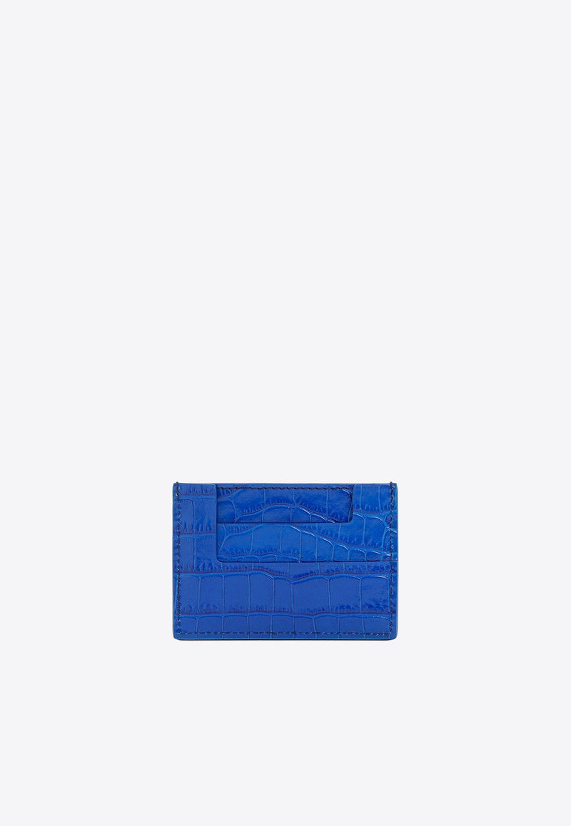 TF Cardholder in Croc-Embossed Leather