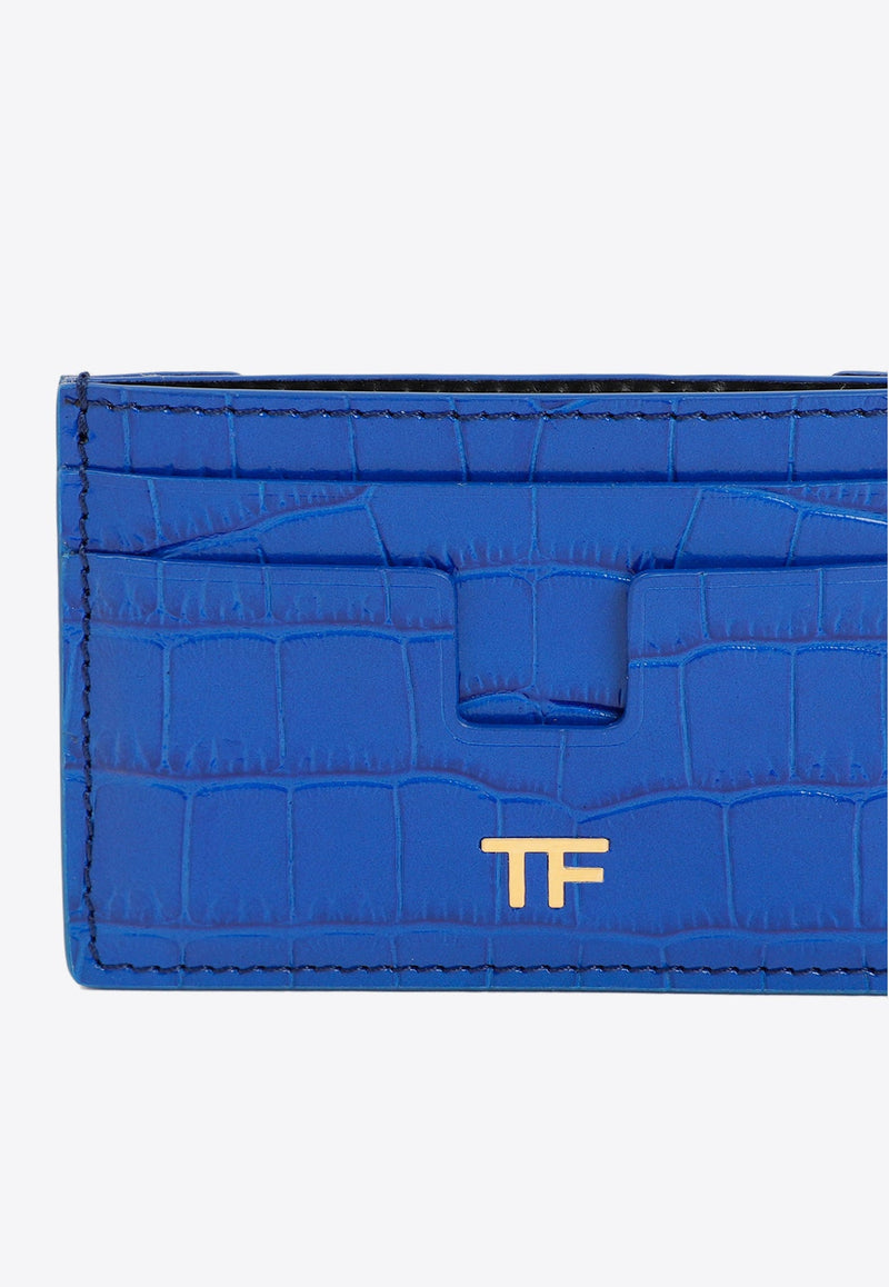 TF Cardholder in Croc-Embossed Leather