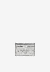 TF Cardholder in Metallic Croc Embossed Leather