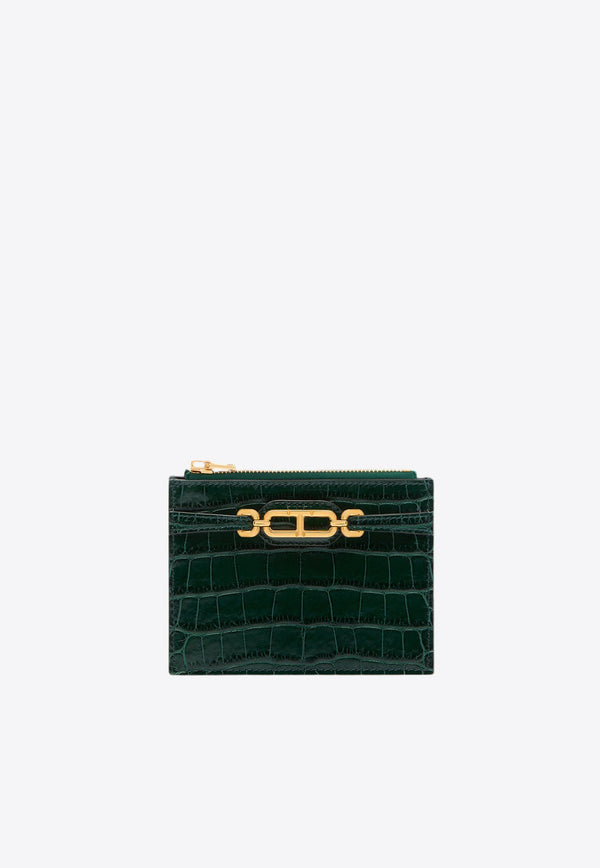 Whitney Zipped Cardholder in Croc Embossed Leather