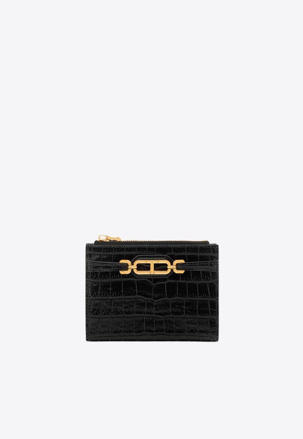 Whitney Zipped Cardholder in Croc Embossed Leather