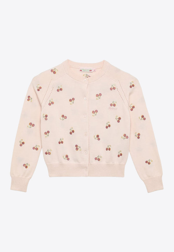 Girls Aizoon Cherry Embroidered Cardigan