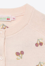 Girls Aizoon Cherry Embroidered Cardigan
