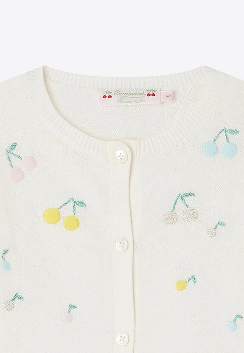Girls Toesie Cherry-Embroidered Cardigan