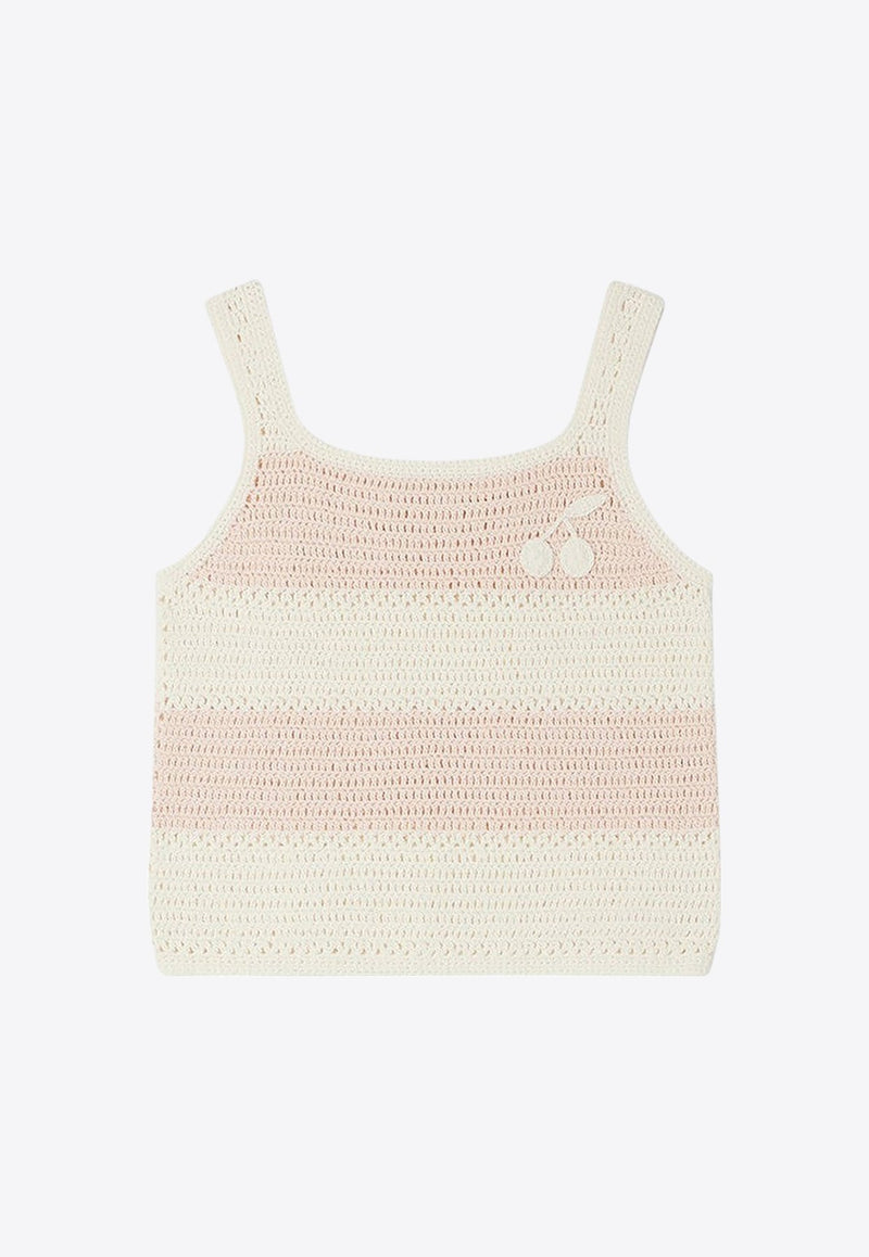 Girls Cap Striped Crochet Tank Top