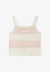 Girls Cap Striped Crochet Tank Top