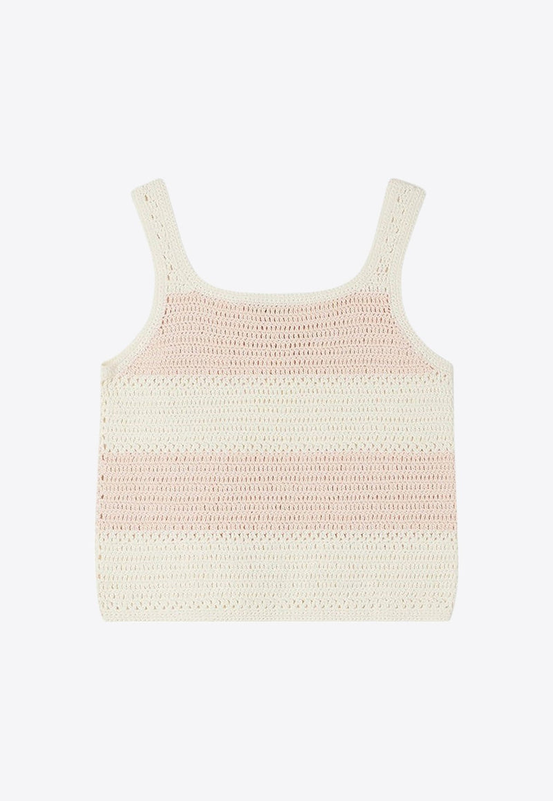 Girls Cap Striped Crochet Tank Top