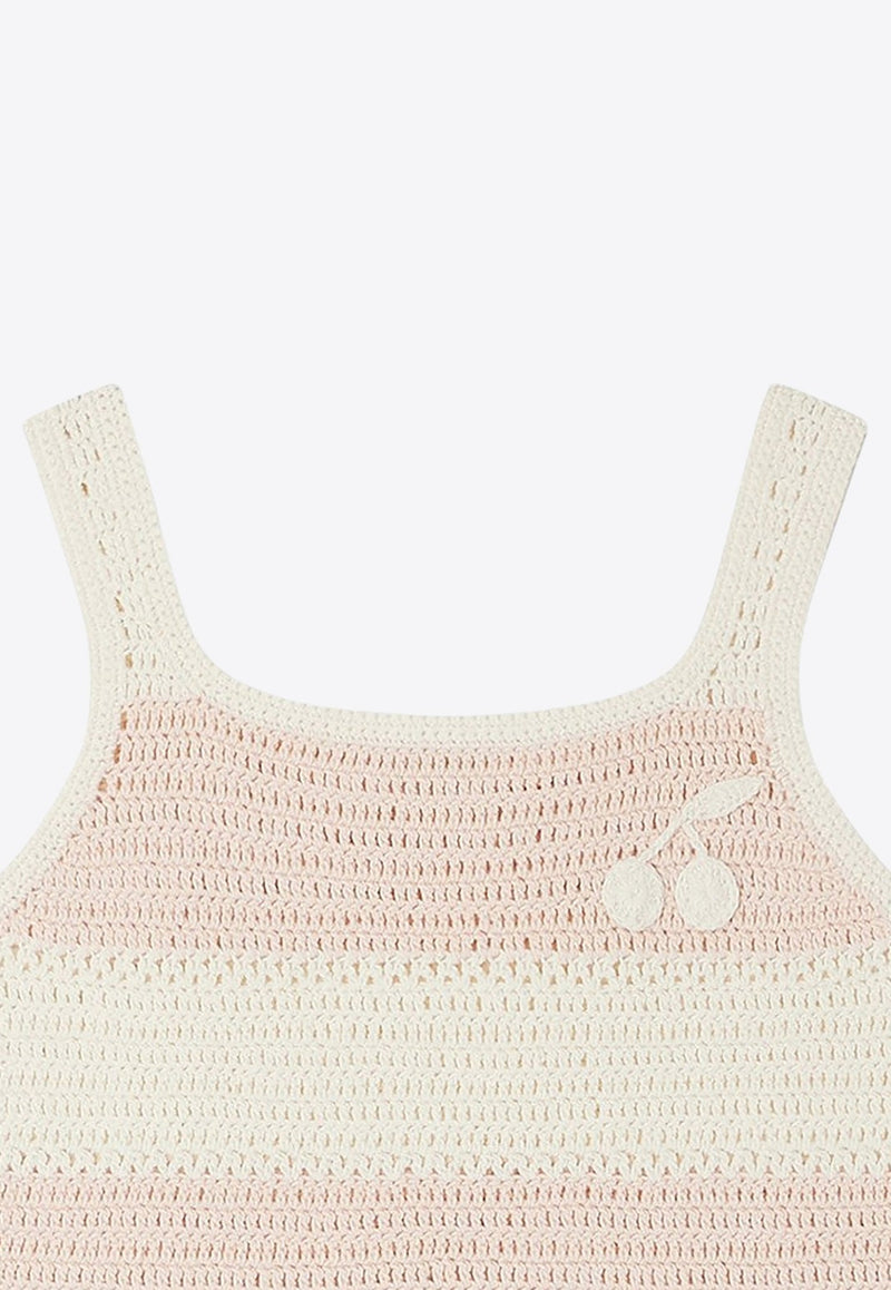 Girls Cap Striped Crochet Tank Top